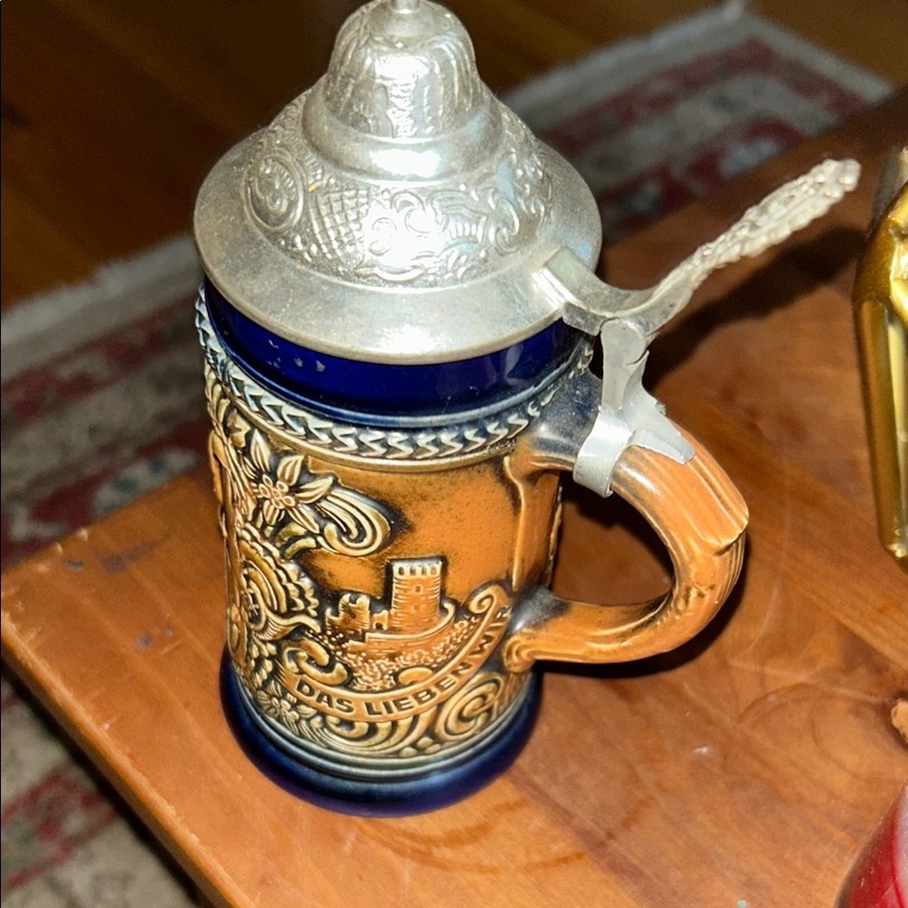 Vintage German Beer Stein with Blue and Gold Accents - Picture 8 of 8